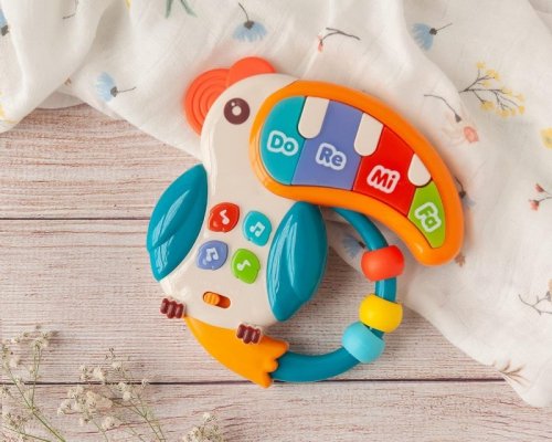 WOOPIE BABY Zabawka Muzyczna Pianinko Gryzaczek Pelikan 3w1