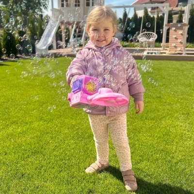WOOPIE Kosiarka Ręczna Maszyna do Robienia Baniek Mydlanych Różowa