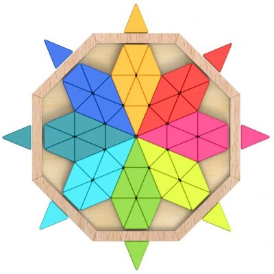 TOOKY TOY  Puzzle Ośmiokątne Drewniana Mozaika Edukacyjna (73el.)