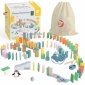 CLASSIC WORLD Drewniane Domino Tor Logiczny Przeszkód Układanka Montessori 100 el. 