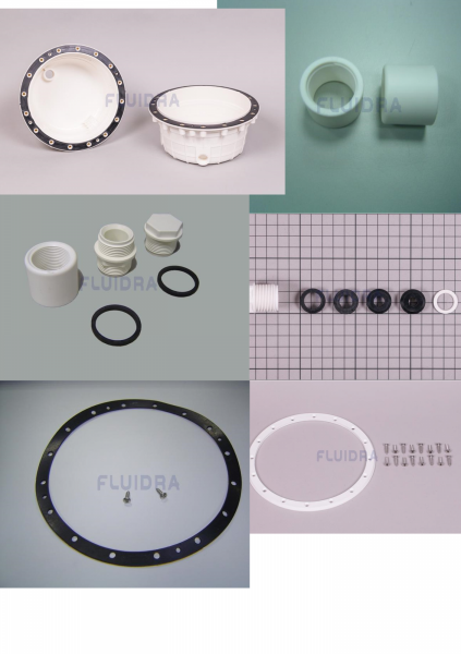 Nisza dla lamp standard / folia / poliester / astralpool 00364 komplet ( dwie uszczelki, dwa kołnierze oraz komplet dławików i śrub ) 