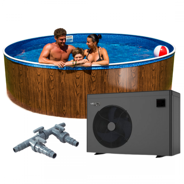 Basen kanadyjski Miami 4,6x1,2m Premium do wkopania z inwerterową pompą ciepła Mr. Eco 5kW i bypassem
