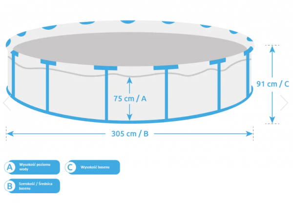 Basen stelażowy 3,05 x 0,91 m -  RATAN z wbudowanym skimmerem