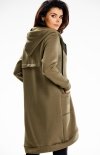 Długa bawełniana bluza z kapturem khaki M334 tył