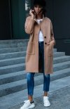 Elegancki płaszcz z alpaki camel P011-1