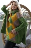 Sweter poncho z rękawami zielony 30088