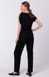 Stylove S345 czarny kombinezon z ozdobnym wiązaniem tył
