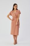 Stylove S363 sukienka midi z kołnierzem różana 