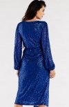 Awama cekinowa sukienka midi niebieska A567 tył