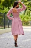 Szyfonowa sukienka midi różowa 0372 tył