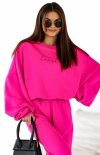 Dres Heart – oversizowa bluza i spodnie z szeroką gumą w pasie fuksja-2