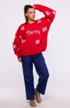 Świąteczny sweter oversize czerwony MXS10 