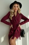 Elegancka sukienka marynarkowa bordowa 242-10-1
