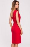 Ołówkowa sukienka na jedno ramię M673 czerwona tył
