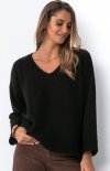 Fobya F1469 sweter damski z dekoltem czarny