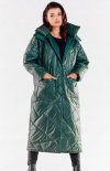 Oversizowy pikowany płaszcz zielony A541
