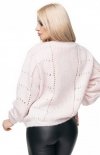 Puchaty sweter damski pudrowy 30059 tył
