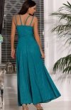 Długa  brokatowa sukienka Paris turkusowa tył