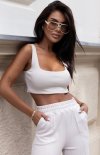 Ivon Kim krótki top damski beżowy