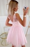 Koktajlowa sukienka z tiulem różowa 2207-12 tył