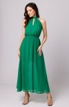 Makover K169 szyfonowa sukienka maxi zielona