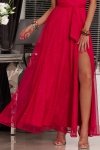 Brokatowa maxi sukienka czerwona Jasmin-1