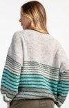 Oversizowy sweter wełniany w paski tył