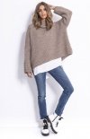 Oversizowy sweter z golfem Fobya F811 mocca-1