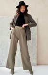 Szerokie spodnie plazzo khaki 0011-1