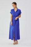 Stylove S364 sukienka maxi rozpinana z krótkimi rękawami niebieska 
