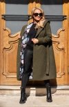 Awama A680 płaszcz z ozdobną podszewką khaki