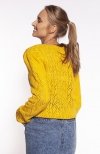 MKM SWE271 rozpinany sweterek damski żółty tył