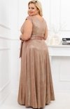 Duet Amanda długa sukienka plus size lux ciemne złoto tył