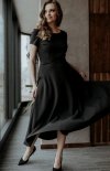 Tessita T372 rozkloszowana sukienka maxi czarna