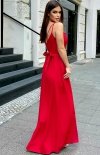 Długa czerwona sukienka z połyskiem 239-02 tył