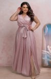 Duet Amanda długa sukienka plus size brudny róż lux