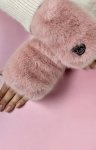 Kamea Aster mitenki rękawice bez palców eco futro różowe