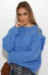 Damski sweter z falbankami blue S117