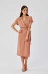 Stylove S363 sukienka midi z kołnierzem różana 