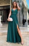 Bicotone długa tiulowa sukienka na ramiączkach zielona