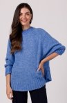 Be Knit BK105 sweter z nietoperzowymi rękawami niebieski 