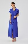 Stylove S364 sukienka maxi rozpinana z krótkimi rękawami niebieska  