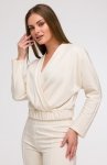 Bewear B292 bluza z kopertowym dekoltem waniliowa 