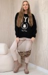 Komplet bawełniany bluza ocieplana i legginsy czarny
