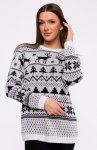Świąteczny sweter o prostym fasonie biały MXS09 