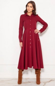 Koszulowa sukienka maxi bordowa SUK190