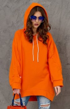 Oversizowa bluza damska z kapturem pomarańczowa 0006