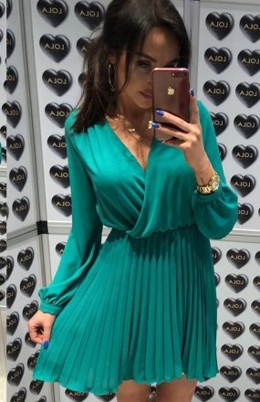 *Lola Fashion plisowana sukienka zielona *Lola Fashion plisowana sukienka zielona
