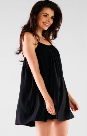 Awama oversizowa letnia mini sukienka czarna A427