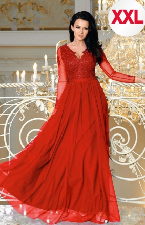 Bicotone 2167-02 MAXI sukienka czerwona